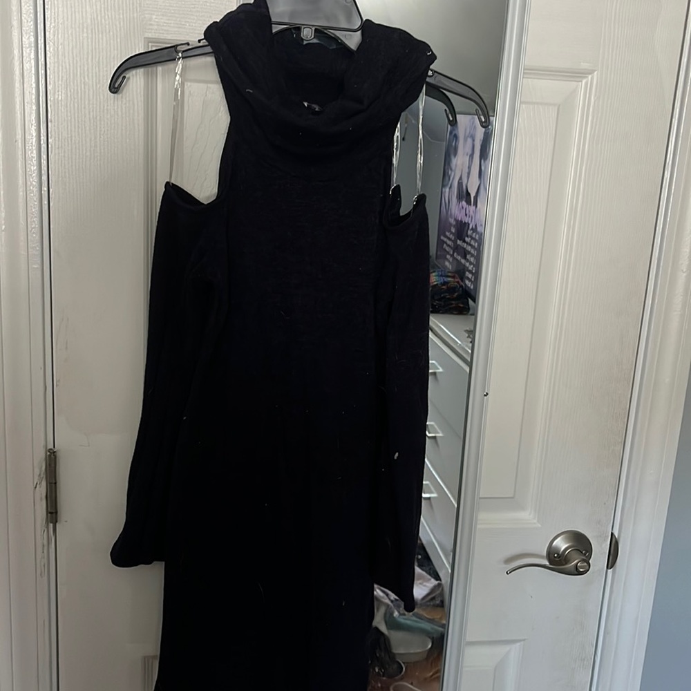 Blue sweater dress. Charlotte Russe, made in Mexico.